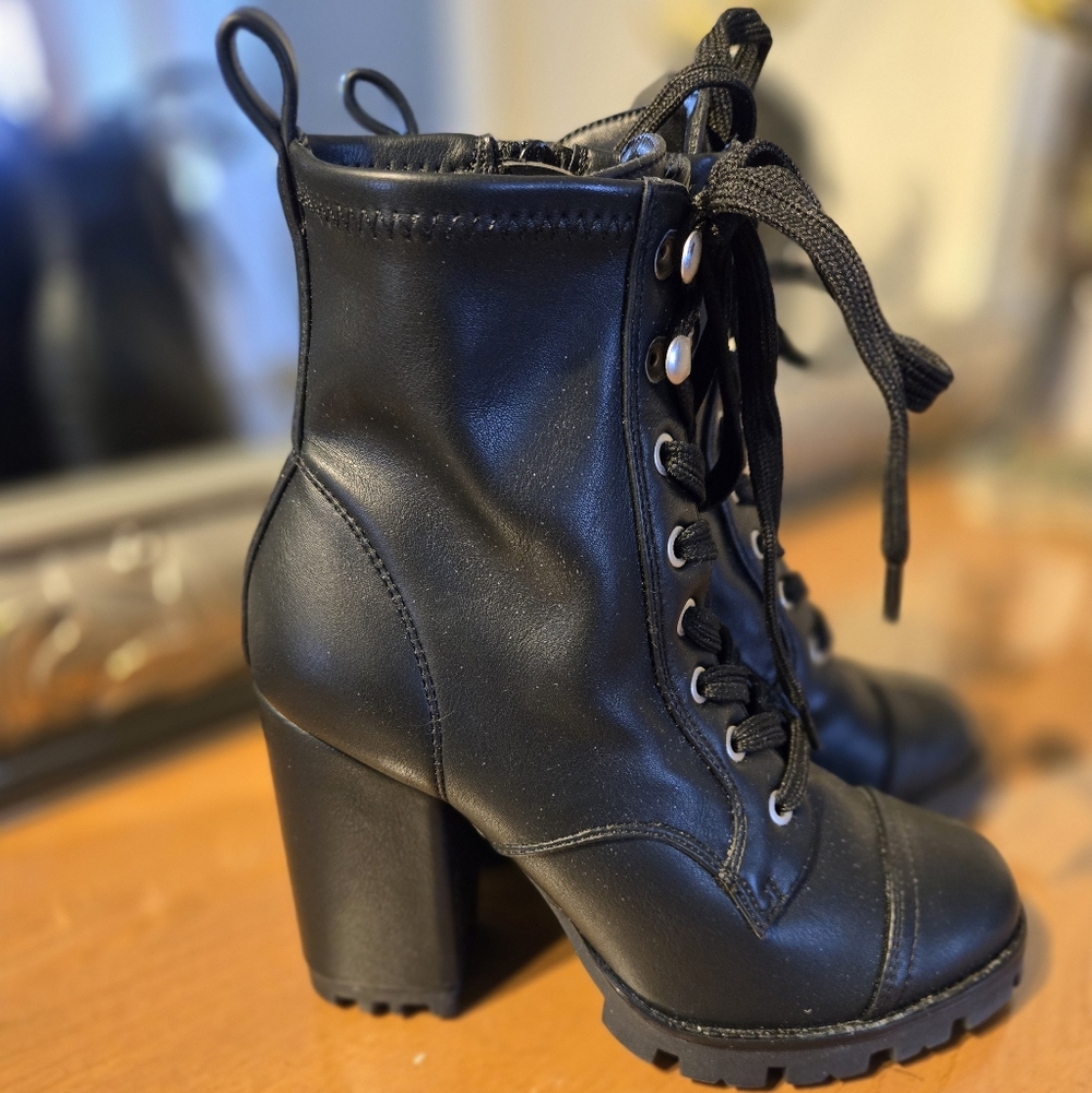 Call It Spring  Black Lace-Up Ankle Boots